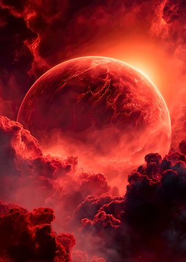 Red Planet with Clouds