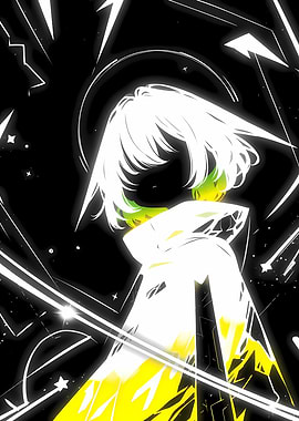 Abstract Anime Girl with Glowing Aura