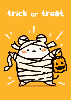 Cute Mummy Mouse Halloween Illustration