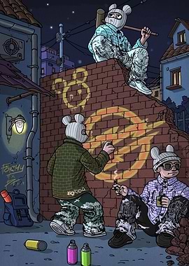 Urban Graffiti Crew in Alleyway