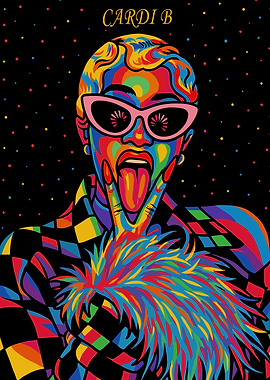 Colorful Cardi B Pop Art Portrait