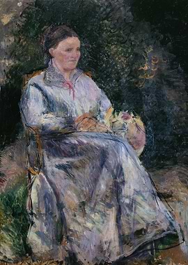 Seated Woman in Garden Painting