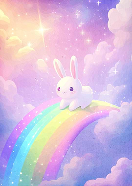 Cute Bunny Rainbow Watercolor