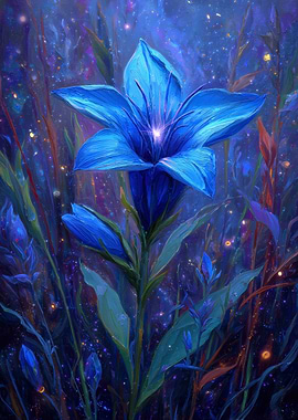 Blue Flower in a Cosmic Garden