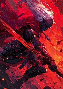 Red Warrior with Sword