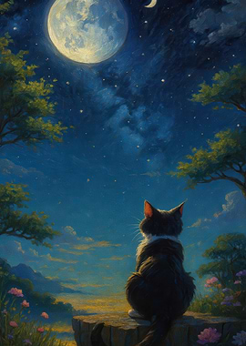Cat at the moon