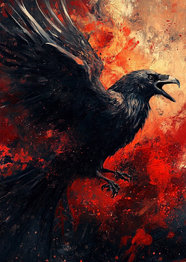 Raven in Flight: Abstract Art
