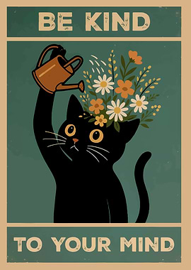 Be Kind to Your Mind Cat Poster