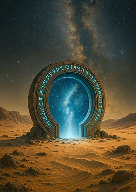 Fantasy Mystical Portal in Desert Landscape