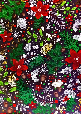 Festive Vintage Christmas Botanical Forest