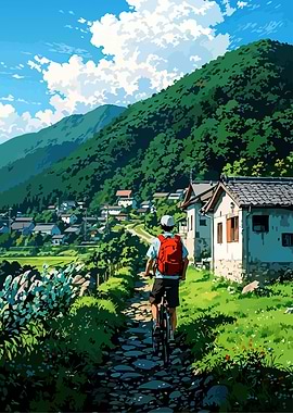 Cycling through a Japanese Village