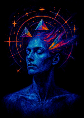 Abstract Portrait with Geometric Shapes