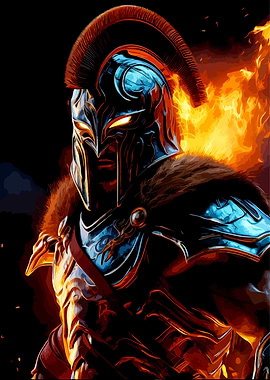 Fiery Spartan Warrior Digital Art