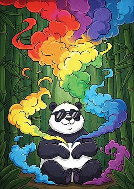 Cool Panda Rainbow Smoke
