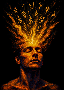 Fiery Mind: Abstract Portrait