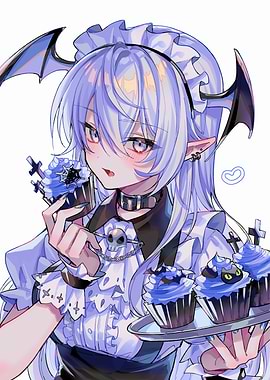 Anime Girl with Devilish Cupcakes