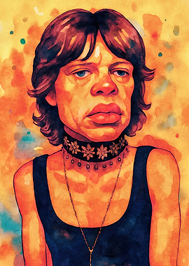 Mick Jagger Watercolor Portrait