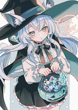 Anime Girl Halloween Trick or Treat
