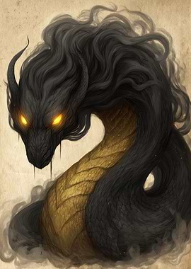 Serpentine Dragon with Glowing Eyes