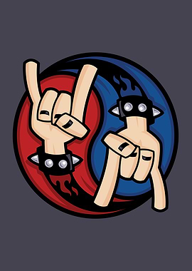 Rock and Roll Devil Horns Yin Yang