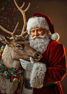 Santa Claus with Reindeer, Christmas Spirit