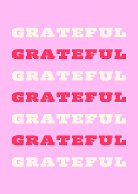Grateful Text Pattern on Pink Background