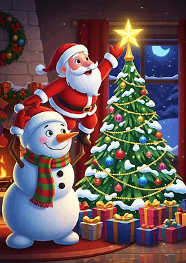 Santa Snowman Christmas Tree