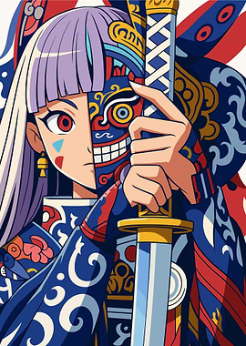 Anime Girl with Sword and Mask