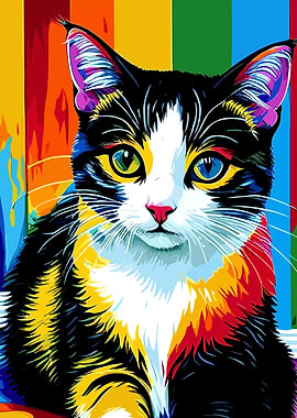 Colorful Cat Portrait