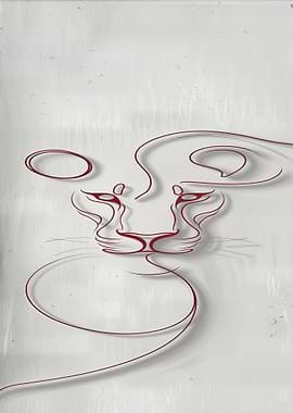 Minimalist Lion Face Line Art