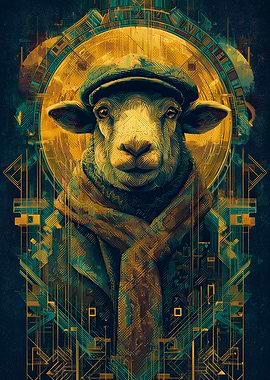 Art Deco Sheep Portrait