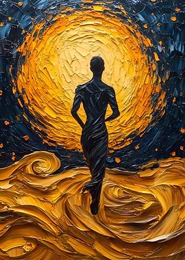 Silhouette in Impasto Landscape