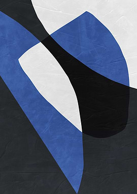 Abstract Blue Black and White Art