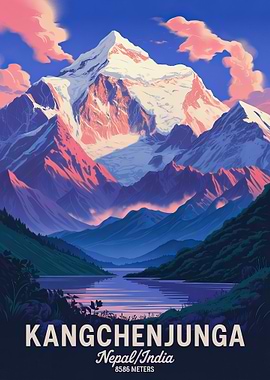 Kangchenjunga Mountain Landscape Art