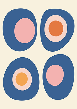 Abstract Shapes in Blue, Pink, and Orange