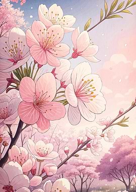 Pink White Cherry Blossom