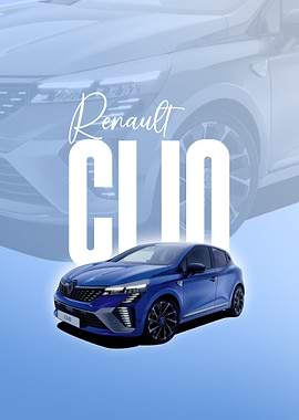 Renault Clio Blue car poster