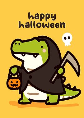 Cute Halloween Alligator Grim Reaper