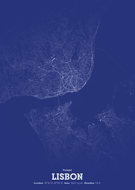 Lisbon City Map - Blueprint