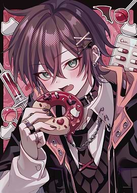 Anime Boy Eating Donut Illustration