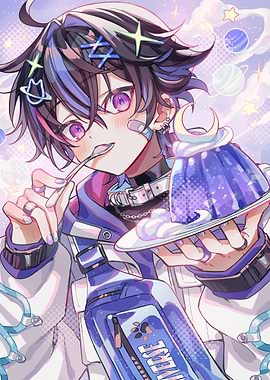 Anime Boy Eating Galaxy Jelly