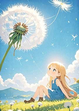 Girl Dandelion Anime Style