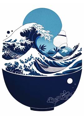 Ramen Bowl Great Wave Kanagawa Fusion