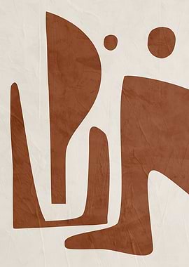 Abstract Terracotta Shapes on Cream Background