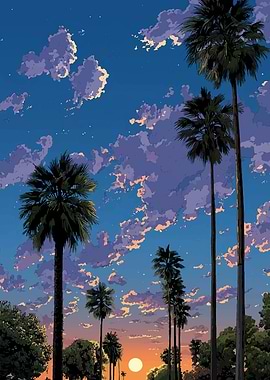 Palm Trees at Sunset