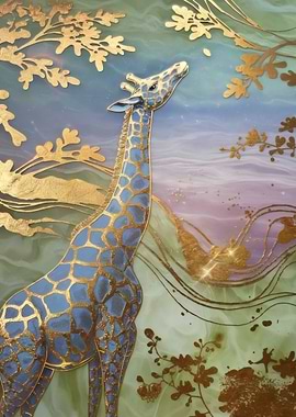 Elegant Giraffe with Golden Accents