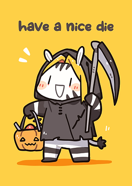 Cute Zebra Grim Reaper Halloween