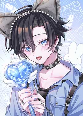 Anime Boy with Cat Ears and Wand