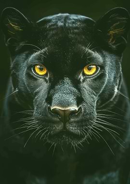 Black Panther Portrait with Golden Eyes