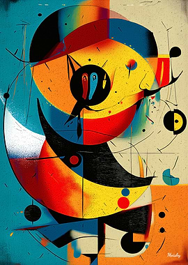 Solar Orbit – Cosmic Abstract Geometry in Cyan, Vermillion, and Gold